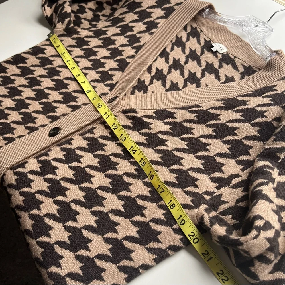 Kule Anthropologie The Liam Houndstooth Cardigan Sweater Small Wool Cashmere